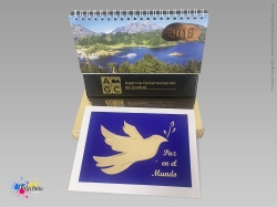 calendario tipo carpa tarjeta y caja