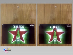 Cartel Abrir Cerrar para Cerveza Heineken