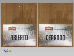 Cartel Abrir Cerrar para Cerveza Schneider